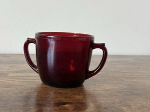 Anchor Hocking Royal Ruby Open Sugar Bowl Red Vintage Glass Mid Century Modern - Picture 1 of 10