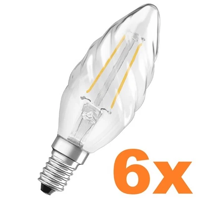 6er Sparset OSRAM E14 LED Gedrehte Kerzenlampe Filament 2,8W wie 25W 2700K - Bild 1 von 4