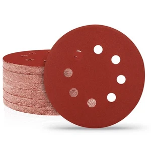 100 PCS 5 Inch Sanding Discs 320 Grit, 8 Hole Aluminum Oxide Hook and Loop Ro... - Picture 1 of 7