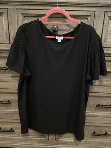 Xl LuLaRoe Stephanie Flutter Smock Sleeve Top Fits 16/18 - Picture 1 of 5