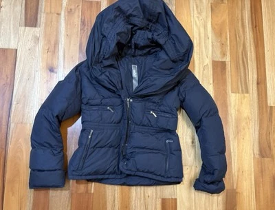 WOMENS ADD Down SIZE 8 DARK BLUE Shawl Cowl Collar Puffer Jacket coat - Image 1 of 4