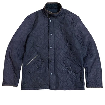 Barbour Powell Quilted Jacket Embroidered Logo 3 Warrant Navy M F/S - Image 1 of 4