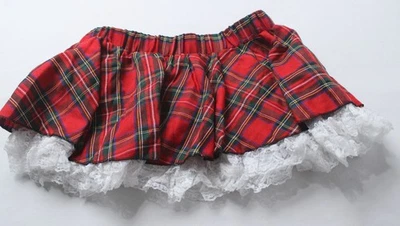 Microfalda Fredericks of Hollywood para mujer con dobladillo de encaje EH6 roja a cuadros pequeña Foto 1 de 3