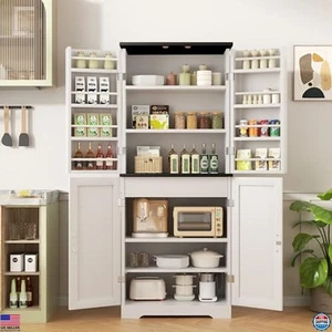Mueble Despensa Cocina Granja Independiente con 8 Estantes y 1 Cajón, Blanco - Imagen 1 de 6
