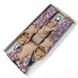 Nishijin-ori Japanese Pattern Suspenders Shibazakura Made by Japanese Artisans - Picture 1 of 8