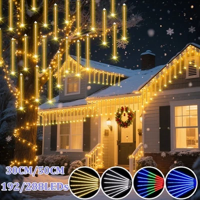 30CM/50CM LED Meteor Shower Rain Light Icicle Lights Christmas Outdoor Tree Xmas - Image 1 of 4