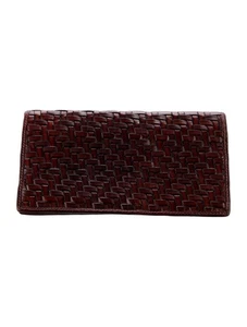 Bally Continental Geldbörse braun Leder geflochtene Akzente 3 Fächer Kartenfächer - Bild 1 von 3