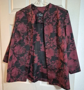 Alex Evenings schwarz & rot offene Abendjacke Schulterpolster Gr. XL - Bild 1 von 10