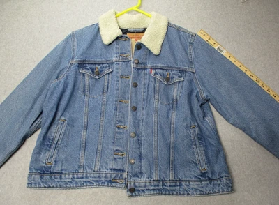 Abrigo Chaqueta Vaquera Levis Plus 1x Azul Original Sherpa Trucker Denim Foto 1 de 4