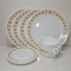Corelle "Butterfly Gold" Original 1972 Design 4 Speiseteller, 4 Untertassen, 4... - Bild 1 von 9