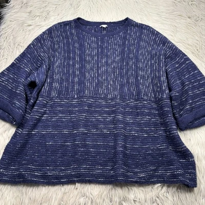 Pure Jill J.Jill Women's XL Blue Textured Knit Kimono Sleeve Sweater Boho Artsy - Image 1 of 4