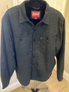 COLEMAN MEN'S CLASSIC FIT WARM SHERPA LINED FLANNEL SHIRT JACKET Gray Large - Picture 1 of 9