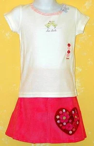 NWT GYMBOREE Love Bird Tee BABY LULU Cabbage Rose Pink Heart Skirt 7 2pc TWINS - Picture 1 of 1