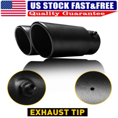 Kit de silenciador de doble punta de escape de salida negra para punta de acero inoxidable de 1,4"-2,5" Foto 1 de 4