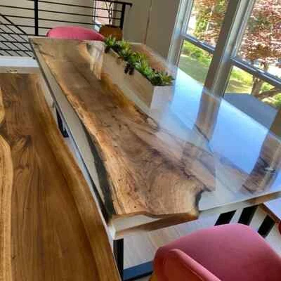 Clear Epoxy Dining Table, Wooden Table, Epoxy Counter Table, Handmade Furniture - Image 1 of 3