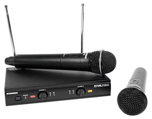 SAMSON Dual VHF Handheld Wireless Microphones - D Band For Church Sound Systems - Picture 1 of 7