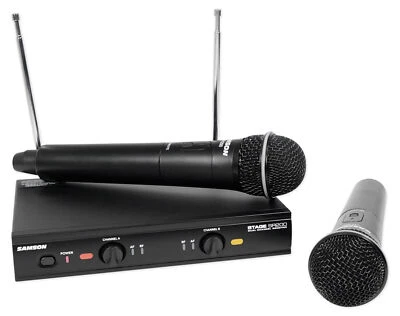 SAMSON Dual VHF Handheld Wireless Microphones - D Band For Church Sound Systems - Image 1 of 4