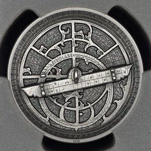 Islas Cook 2023 $10 Astrolabio acabado antiguo alto relieve primera emisión graduación profesional MS70 - Imagen 1 de 4