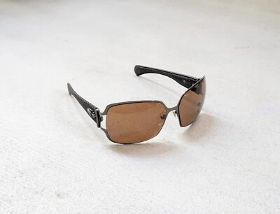 Gafas de sol CHROME HEARTS Poon II marrón cruz plata esterlina cuero Y2K motociclista Foto 1 de 4