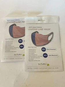 Naturia Anti-bacterial American Flag USA United States US Face Mask New Lot 2 - Picture 1 of 3