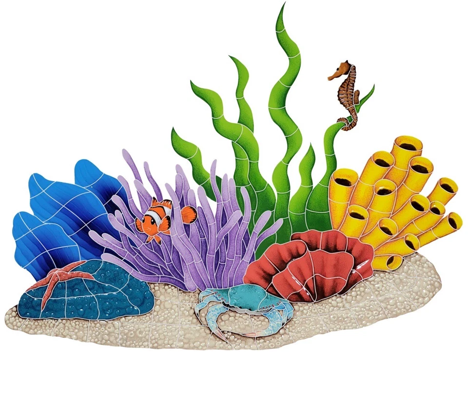 Tropical Reef Ceramic Mosaic for Swimming Pool or Wall 37”x24”  • FREE SHIPPING - Image 1 of 1