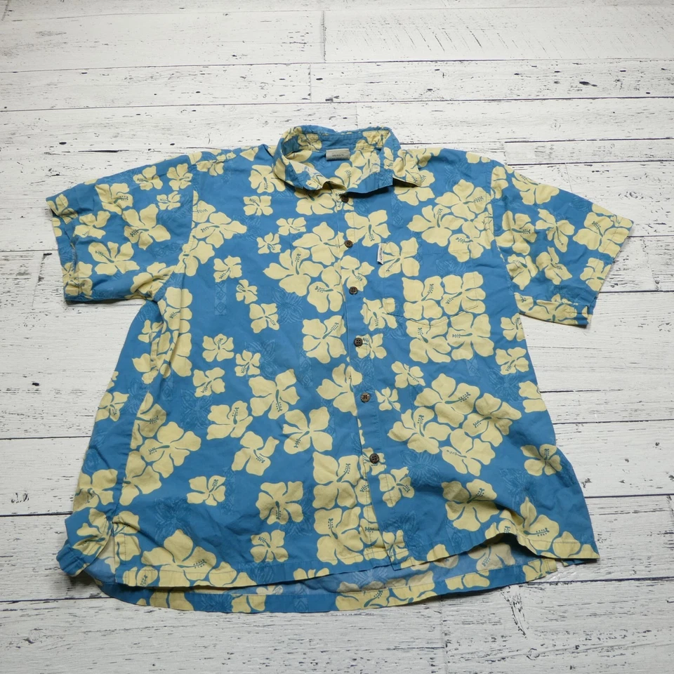 Camisa Hawaiana Go Barefoot Para Hombres XL Azul Algodón Manga Corta Abotonada EE. UU. Floral Foto 1 de 4