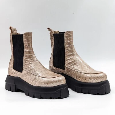 Botas de plataforma Chelsea Topshop para mujer charol alfa estampado de cocodrilo 7US EUR38 Foto 1 de 4