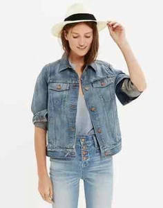 Madewell Jean Jacket Women Size XS Ellery Wash Blue Denim Cotton Button Down - Picture 1 of 11