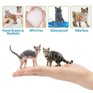 EYSCOTA 12PCS Cat Figurines, Plastic Cat Figures Realistic Kitten Toys, Cat Cake - Picture 1 of 12