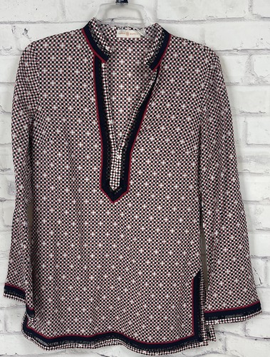 Tory Burch tunica donna taglia 4 tunica scollo a V boho rosso bohemien