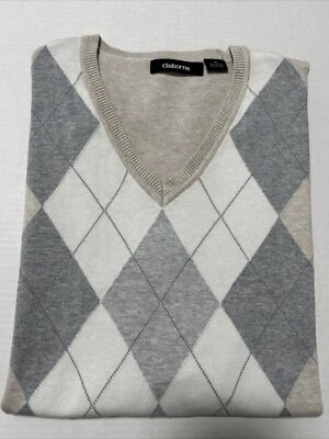 Golf Sweater Vest Men’s Size XL Tan & Grey  Argyle Preppy Y2K Retro Claiborne - Image 1 of 4