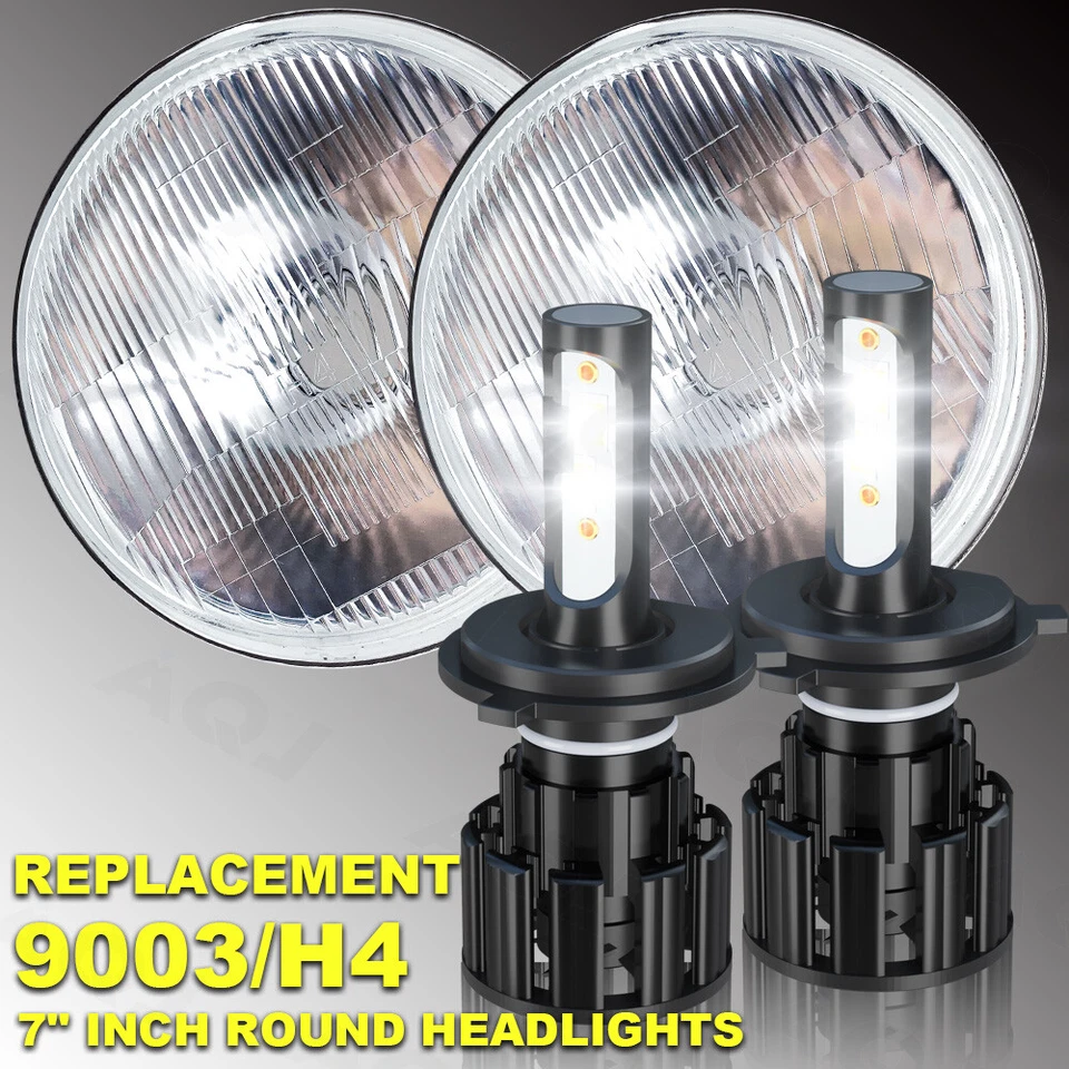 2Pcs 7" LED Headlights Hi/Low Round Headlamps For Ford F100 Pickup 1969-1979 Foto 1 de 4