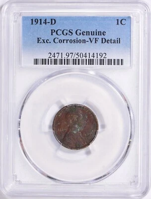 1914 D Lincoln Wheat Cent 1c PCGS VF Details (192) - Image 1 of 3