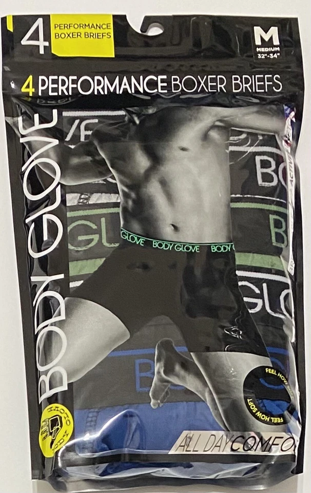 Body Glove 4 Performance Boxer Briefs Medium 32-34  Black/Green/Blue/Gray - Image 1 of 4