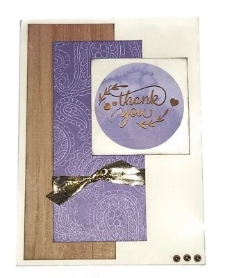 Tarjeta de felicitación GRACIAS - MORADO y DORADO - Hecha a mano tamaño A2 con sobre OFERTA Foto 1 de 2