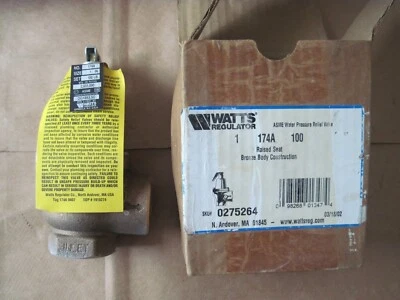 Watts 174A-100 1" ASME Water Pressure Relief Valve, 100 lb, Bronze, 0275264, NOS - Image 1 of 4