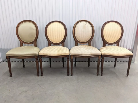 Vtg Baker Furniture French Louis XVI Medallion Back Dining Chairs Cover