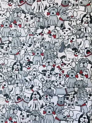 "Cachorros juguetones con huesos rojos amantes de perros cachorros perro tela por 36"" x 44""" Foto 1 de 2