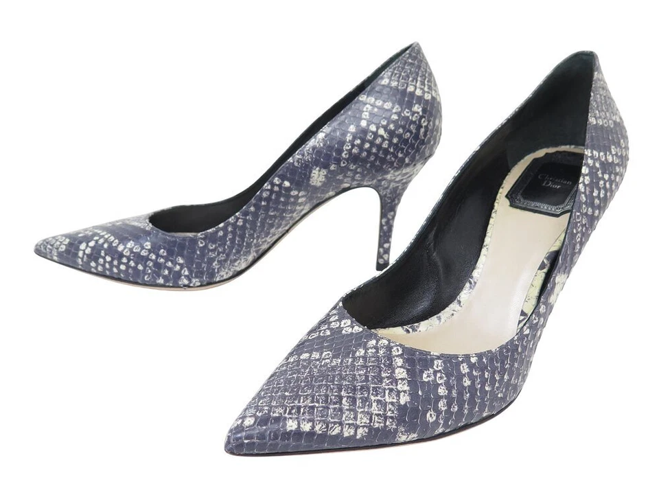 NEUF CHAUSSURES CHRISTIAN DIOR ESCARPINS CUIR PYTHON 37 BICOLORE NEW SHOES 1090€ - Photo 1/1