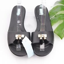 OkaB Okabashi Women's Elon Licorice Sandal Size ML 8 Black Slide Tassel Charm