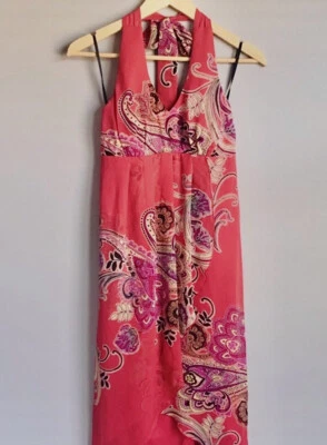 Nuevo Maxi Vestido Retro Estampado Floral Paisley Para Mujer Cynthia Rowley Halter Alto Bajo Foto 1 de 4