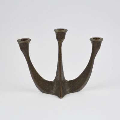 Harjes Oeuvre en Métal - Bronze - Lustre de Table 3-flammig - Chandelier - 2,1kg - Photo 1/4