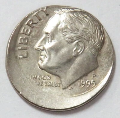 1995 P ROOSEVELT DIME 10C STRUCK 15% OFFCENTER ERROR MINT STATE - Image 1 of 2