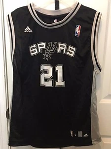 SAN ANTONIO SPURS Adidas NBA basketball Jersey #21 DUNCAN Size 14-16 - Picture 1 of 5