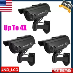 Solar Power Dummy Fake Security Camera Flashing LED Light Surveillance Outdoor - Picture 1 of 16
