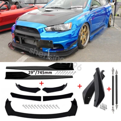 For Mitsubishi Lancer Car Front&Rear Bumper Lip Splitter Side Skirts Strut Rods Foto 1 de 4