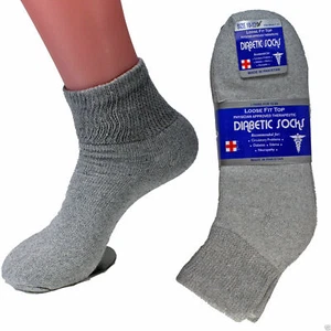 Neu 3 Paar Diabetiker Knöchel Viertel Crew Socken Gesundheit Baumwolle Männer Kreislauf grau - Bild 1 von 1