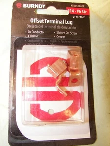 ¡Paquete de 2 lengüetas de terminal offset Hubbell Burndy KLU35BAG2R #14 - #6 Str Cobre L@@K!¡! - Imagen 1 de 3