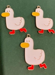 Charms - Enamel Ducks (3 pieces) w/ Gold Tone Zinc Alloy - Picture 1 of 2