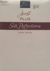 Hanes Silk Reflections NAVY BLUE Women's Control Top Enhanced Toe Style 00P16 1x - Picture 1 of 3